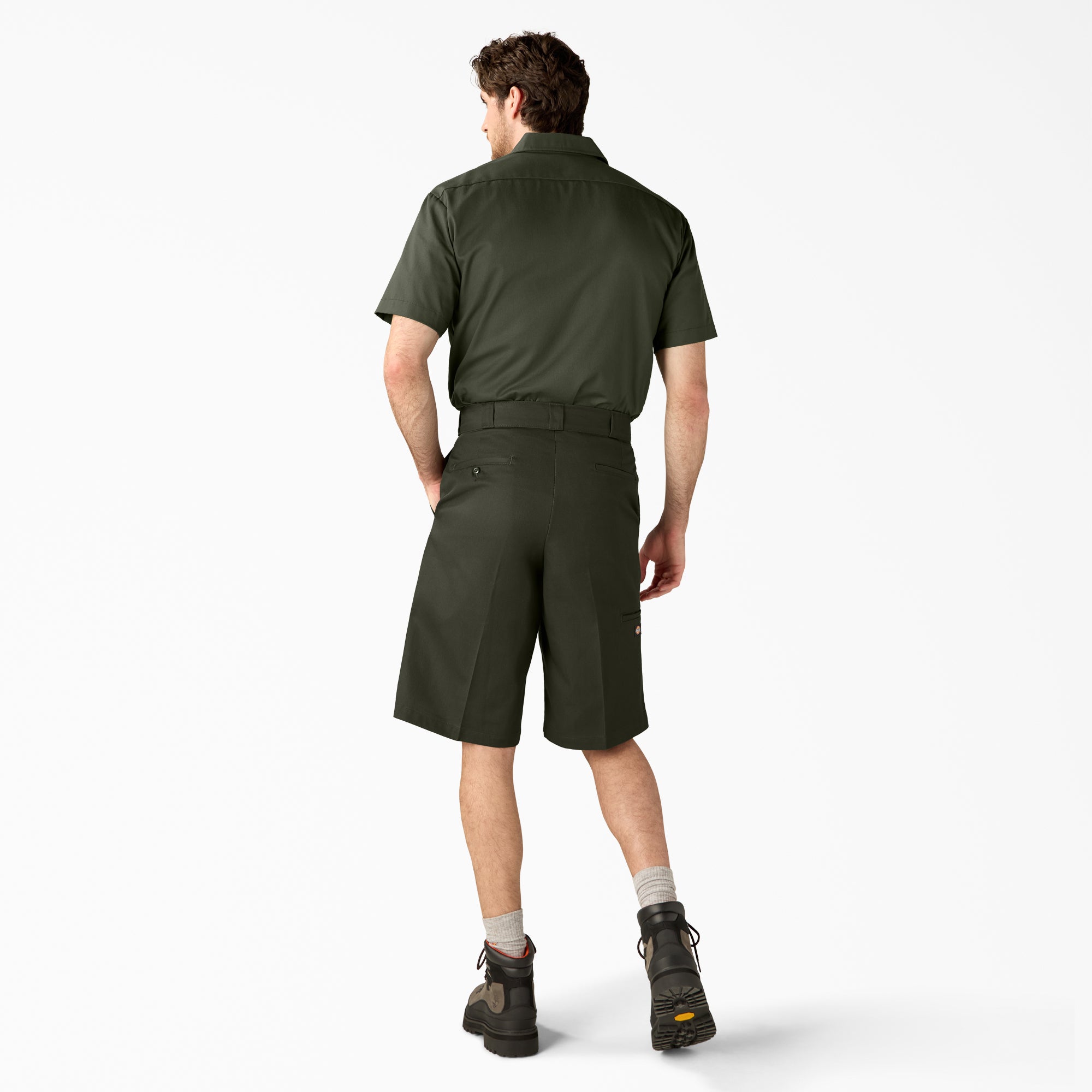 Loose Fit Flat Front Work Shorts, 13"