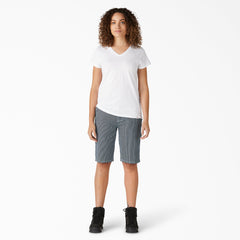 Women's Relaxed Fit Hickory Stripe Carpenter Shorts, 11"