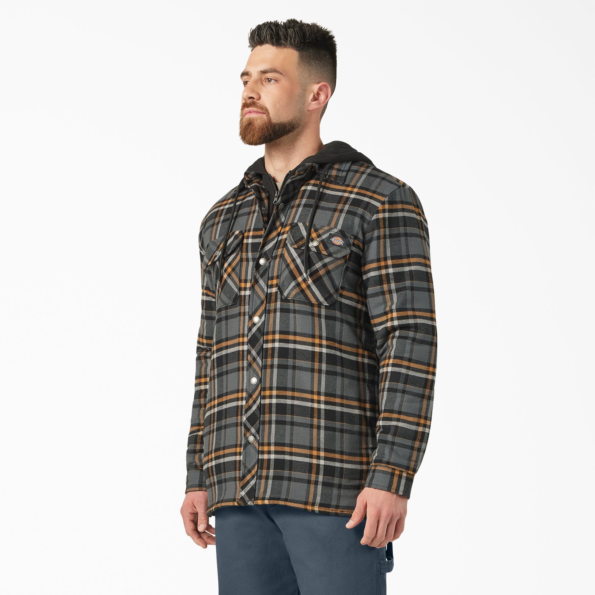 Water Repellent Flannel Hooded Shirt Jacket