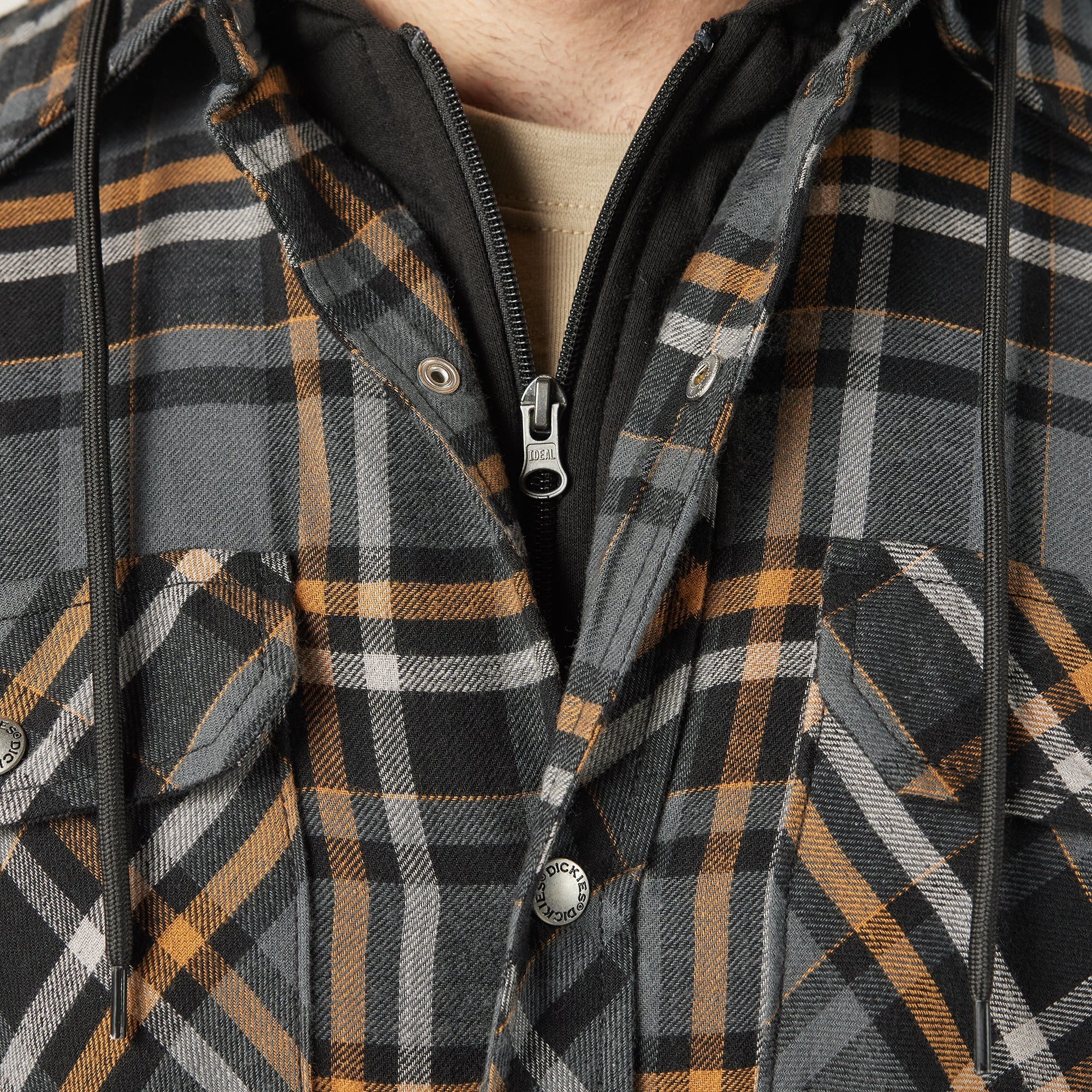Water Repellent Flannel Hooded Shirt Jacket