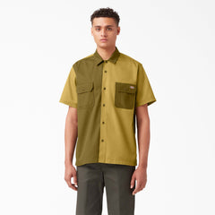 Twill Button-Up Short Sleeve Work Shirt