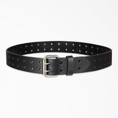 Perforated Leather Double Prong Buckle Belt